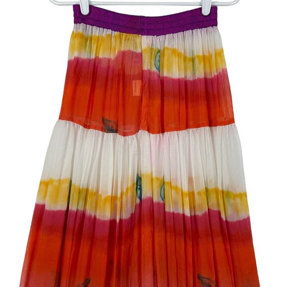 Women's Desert West Tie Dye Boho Elastic Waist USA Made Sheer Maxi Skirt sz OSFA - Picture 4 of 9